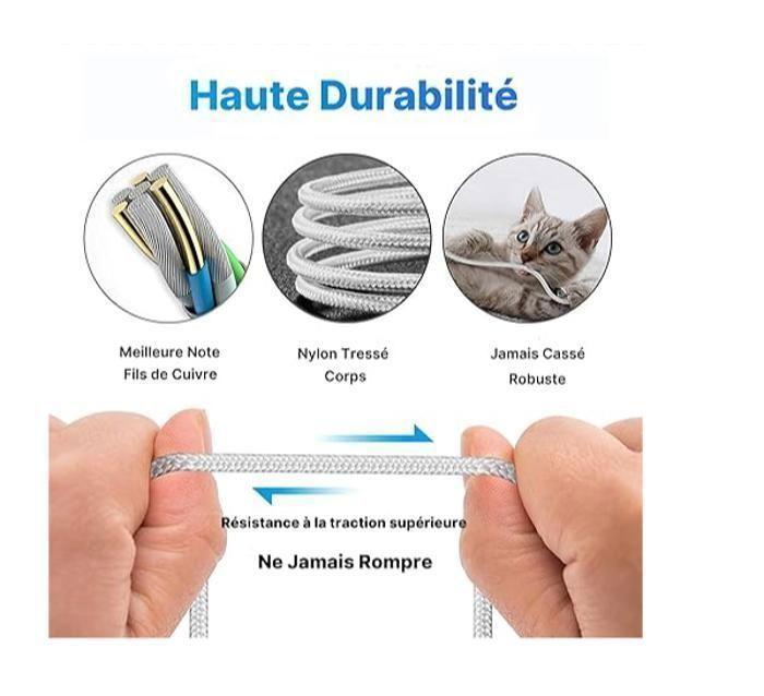 iPhone Cable Charger iPhone [1m/Pack of 3] Lightning Cable USB MFi Certified Braided Nylon Cord iPhone Fast Charging Ultra Solid Wire