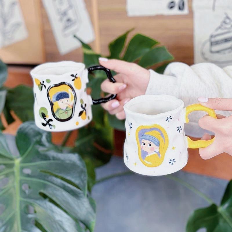 Ceramic Mug with Spoon Home Office Birthday Gift Cup for Girls High-looking Souvenir Water Cup Coffee Cup