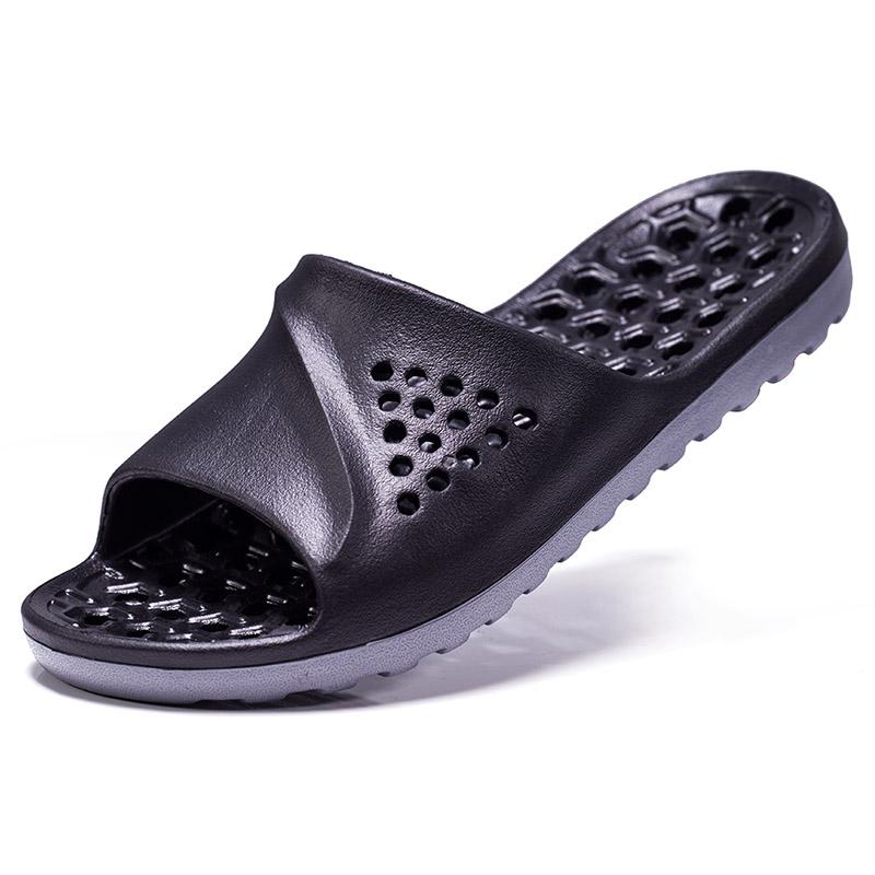 Men's Slippers With Flat Feet Hollow Bathroom Leaking Quick-drying Massage Soles Lightweight Sandals