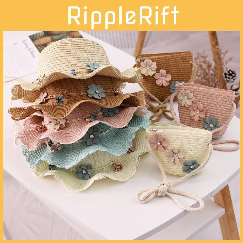 Korean Girl Beach Hat And Bag Combo With Large Brim Sunshade For Summer Outdoor Activities