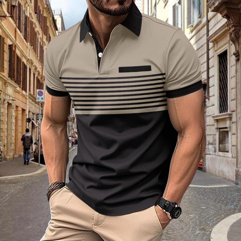 Cozy Up Poloskjorter for menn Kortermede Uformelle Polo T-skjorte Color Block Slim Fit Golfskjorter med lomme