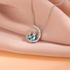 Fashion Simple 925 Sterling Silver Personality Blue Crystal Moon Cat Sweet Necklaces  XL041