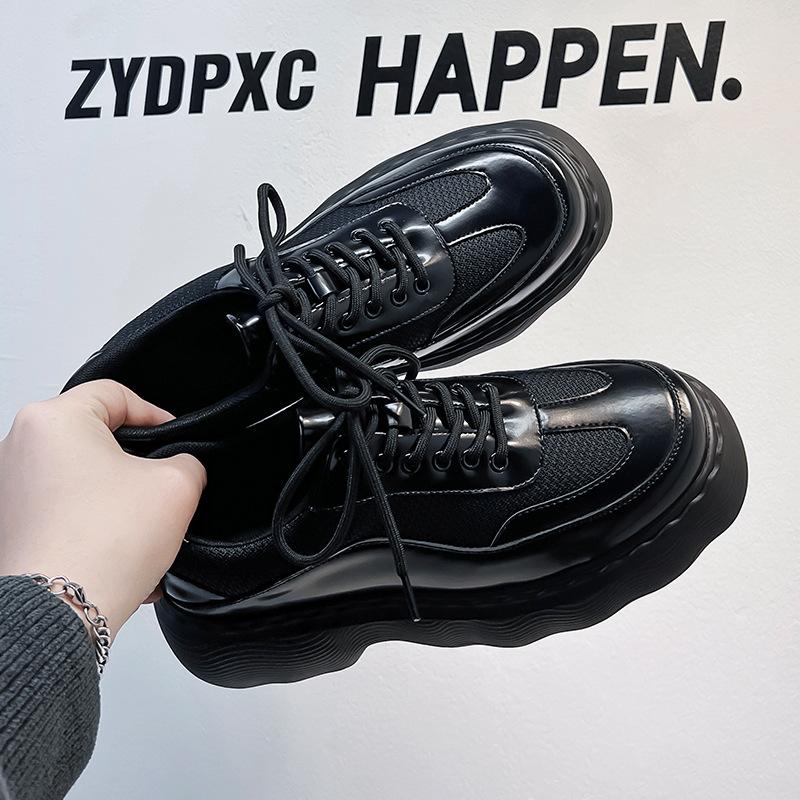 

Men s dad shoes spring and autumn mesh breathable black platform casual big head muffin derby shoes advanced 30377-A 44 чорний