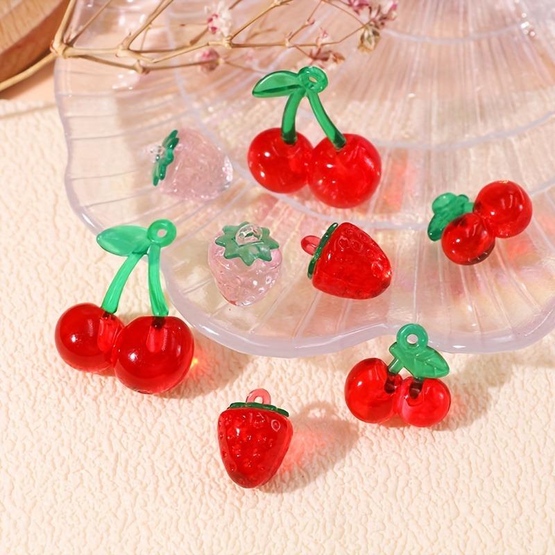 10Pcs Transparent Red Pink Cherry Charms Acrylic Fruit Pendants For Jewelry Making Diy Handmade Necklace Earrings Accessories