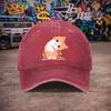 Pc Pcs Unisex Vintage Washed Baseball Cap with Orange Cat Print  Duckbill Hook  Loop Closure Suitable for Parties Daily Wea