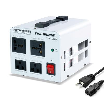Yinleader VTJP-1500VA 1500W Dobbeltbrugstransformator, Step-DownStep-Up Transformator, Bærbar [Kompatibel med Huslige og Internationale Enheder]