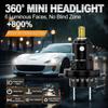 2Pcs 3D LED H7 Headlight Bulbs Canbus No Errors 6 Sided 1:1 Super 360 H7 Plug and Play Mini HeadLamp Size Wireless with Fan CSP Turbo Lamp 6000K 12V