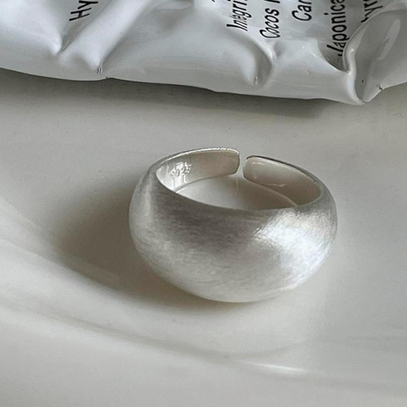 Silver Solid Matte Brushed Matt Chunky Satin Ring for Women Modern Minimalist Open Ring Jewelry Accessory