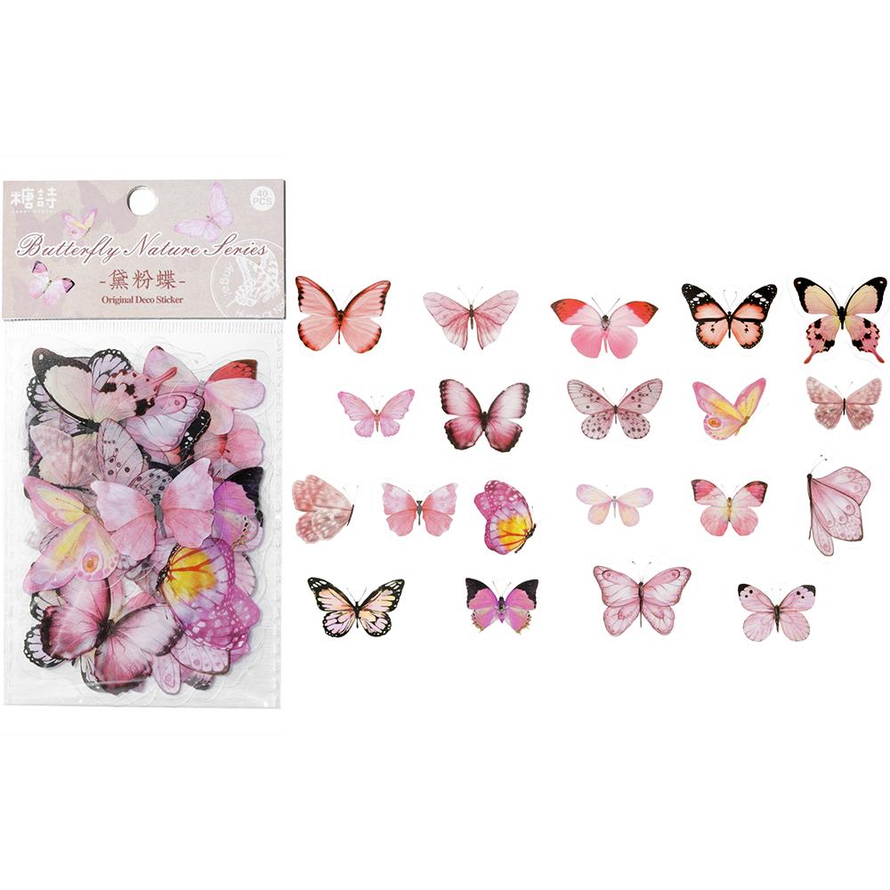 40Pcs/Bag Colorful Butterfly Stickers PET Transparent Decorative Epoxy Resin Fillings for DIY Epoxy Resin Crafts Book Decor