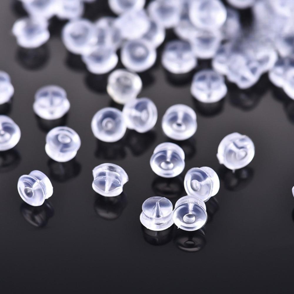 100pcs Transparent Silicone Anti-slip Ear Plug Stud Earrings Back-buckle Cap for Jewelry Making Earrings DIY Accessory Wholesale