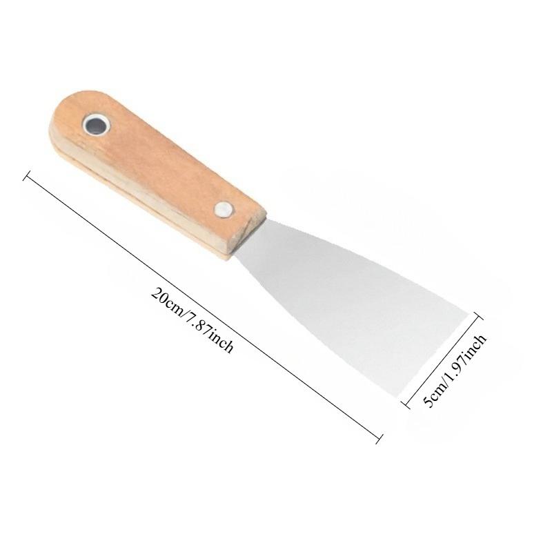 1pcs Small Scraper Mud Scraper Cleaning Shovel Wooden Handle Scraper Paint Tool Multi Functional Stainless Steel Putty Shovel