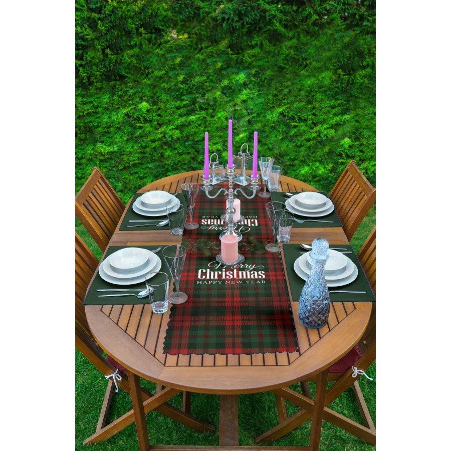 New Year Concept Printed Runner and Placemat Set 5 Pieces / Placemat Table Mat Dining Table Mat Coaster