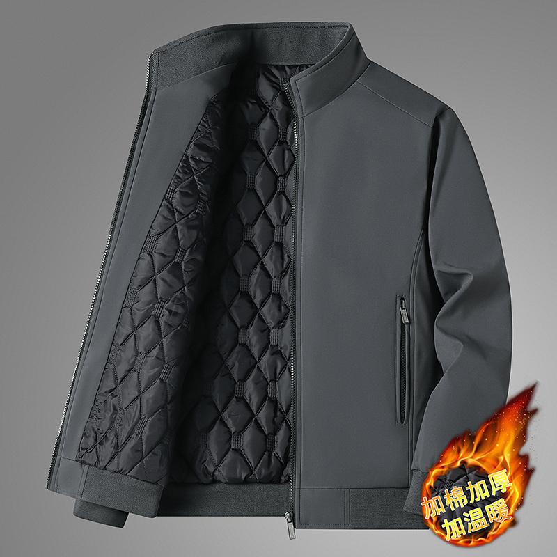 New Cotton Jacket for Men Middle-aged and Elderly Men's Jacket Plus Cotton Thickened Warm Standing Collar Casual Cotton Jacket