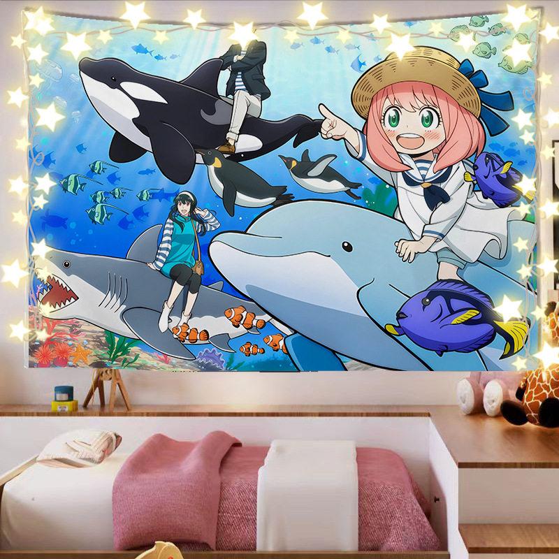 Spy X Family Ania Anime Wall Tapestry  Dormitory Bedroom Headboard Decorative Artwork for Fans