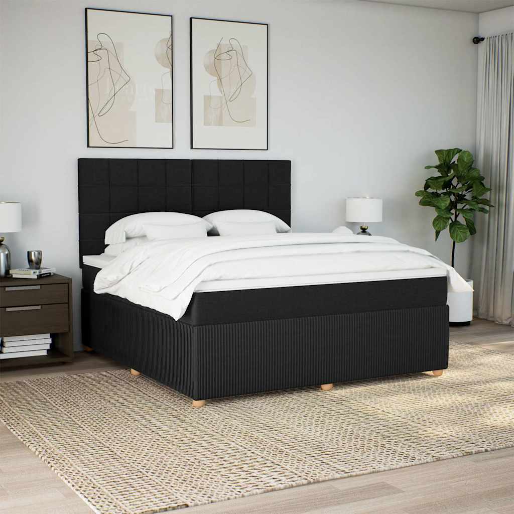 Box Spring Bed with Mattress Black 180 x 200 cm Fabric