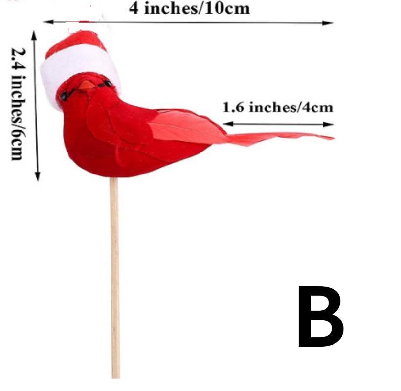 6pcs New Year Artificial Birds Red Clip-on Cardinals Feathered Bird Miniature Fake Birds Holiday Party Christmas Village Decor