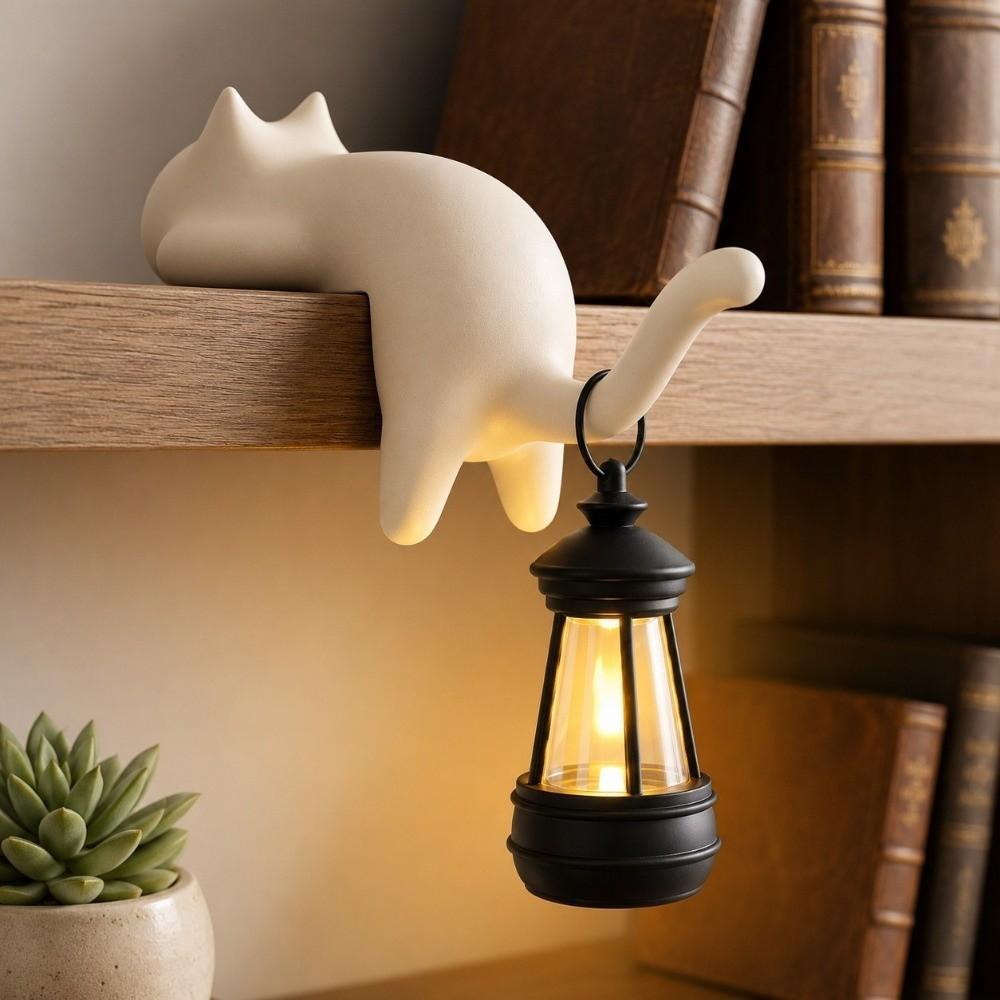 Inverted Hanging Cat-Shaped Wall Hook Cute Bookshelf Lantern Bookshelf Decoration