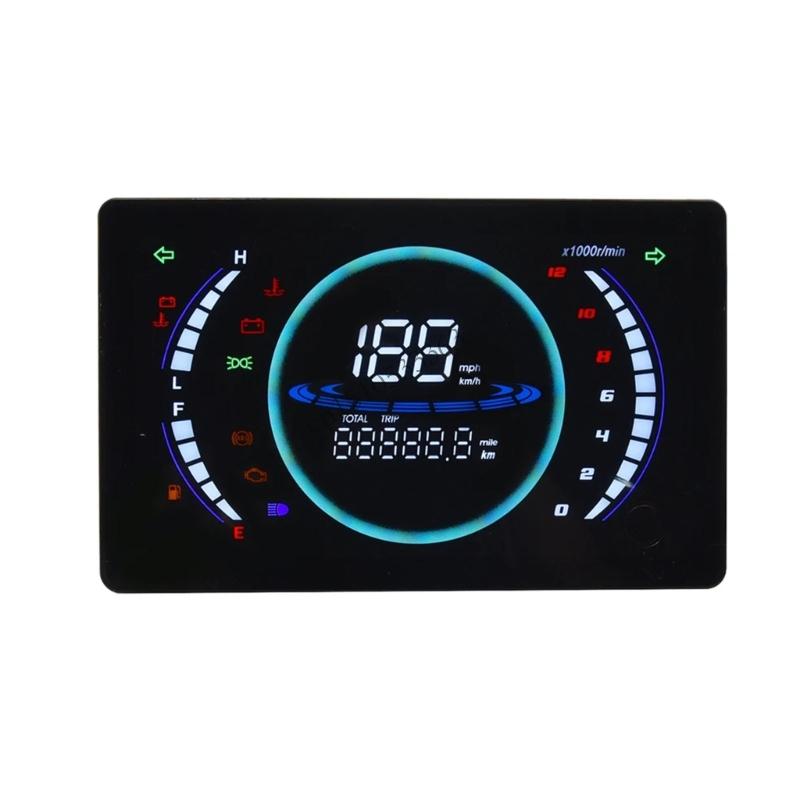 090E Universal Motorcycle LCD Speedometer Adjustable Digital Display RPM Odometer Temperature Gear Aluminum Housing China Mainland