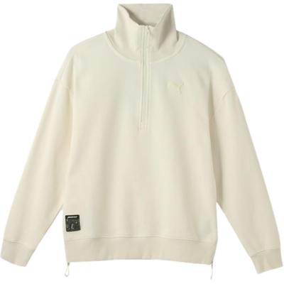 Swxp Ur Hz Crew Dk Half Zip Retro Sportlich Lässig Pullover Stehkragen Amerikanisch Langarm Sweatshirt Damen Sweatshirt Weiß 628764-87