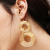 3 Kreise Lange Hängende Ohrringe für Damen Goldfarbe Mehrschichtig Wickel Rund Großes Statement Übertrieben ModeOhrschmuckGutes Produkt
