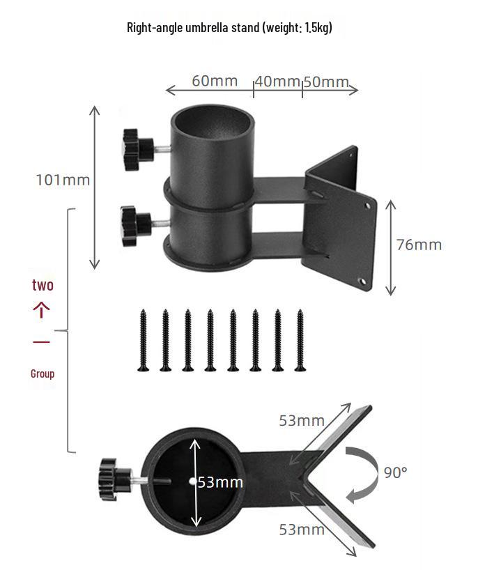 Outdoor Umbrella Base: Sunshade Ground Insert, Marble Fixer, Carbon Steel & Stainless Steel Tube