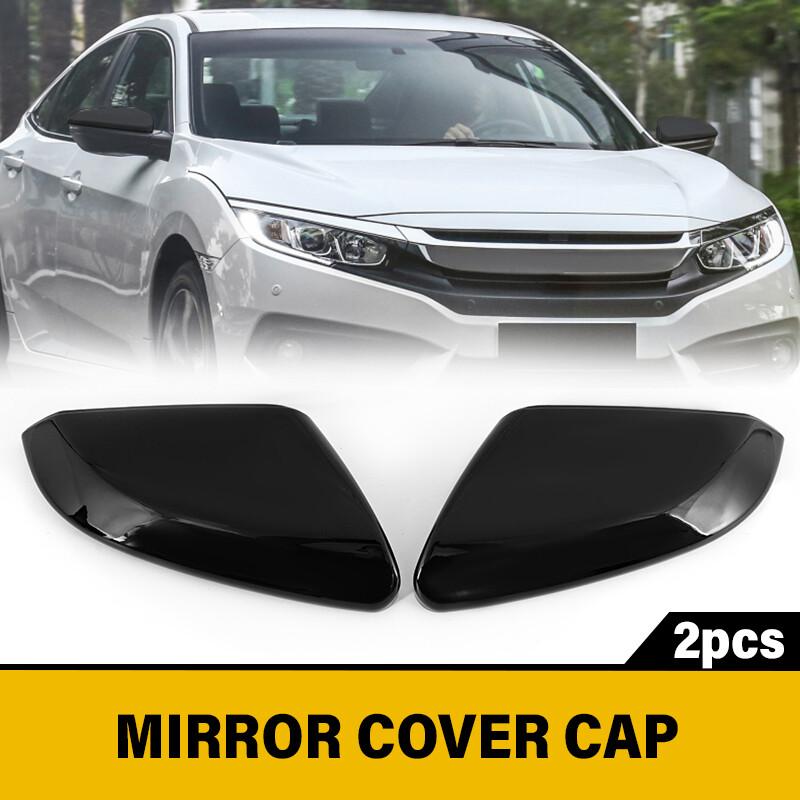 Left+Right For 2016-21 Honda Civic 10th Side View Mirror Cover Caps  Gloss Black