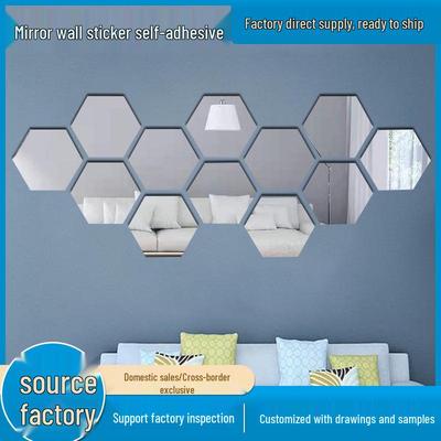 3D Hexagonal Acrylic Mirror Wall Stickers for Living Room, Entrance, or Staircase - Self-Adhesive Decor
