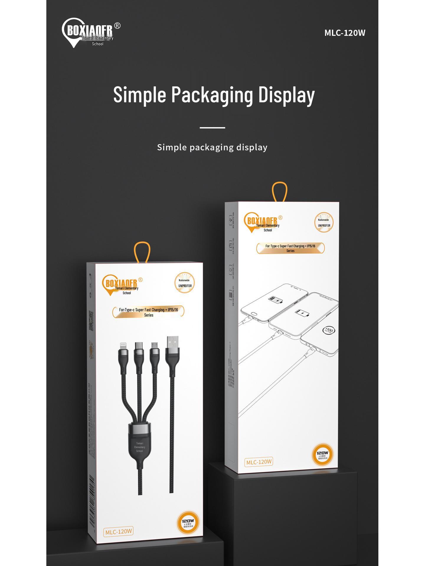 Braided 3-in-1 USB Cable: Super Fast Charging & Data Transfer for 15/16 Models.