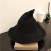 Solid Color Witch Hat Wool Halloween Hat Foldable Wool Bucket Hat  Party