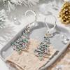 Huitan Trendy Festival Christmas Tree Dangle Earrings for Women Silver Color Colorful Cubic Zirconia Daily Wear Party