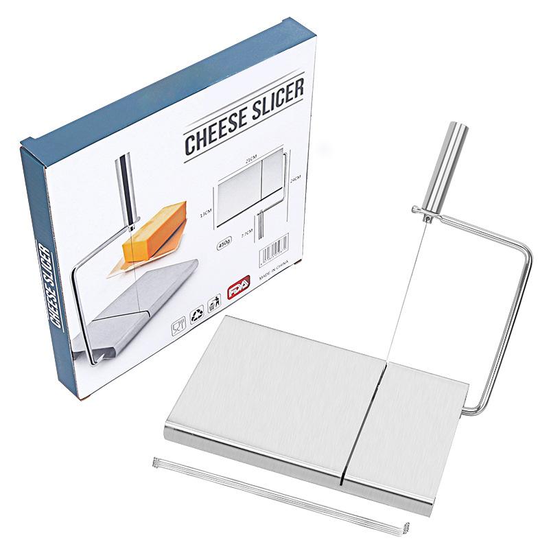 Stainless Steel Cheese Slicer Cheese Slicing Tool Cheese Sausage and Ham Cutting Board
