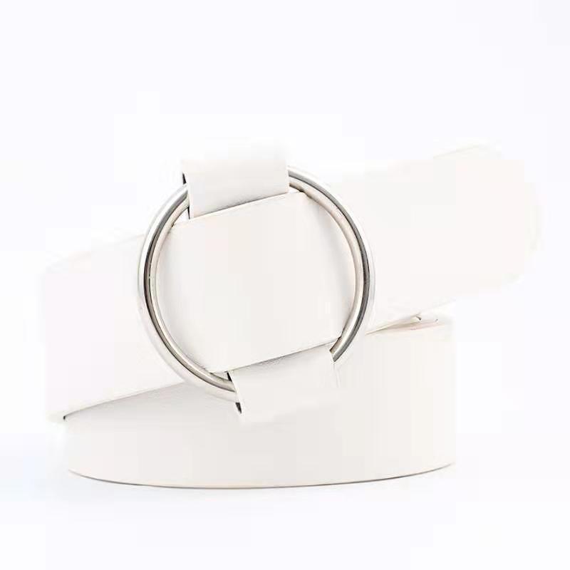 Chic Womens Korean Style Pu Buckle Belt In Black Beige Coffee For Looks Effortless