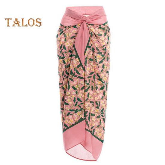 2Pcs/Set Women Swimsuit Set Sling Floral Print One-Piece Beach Cover Wrap Skirt Set for Beach Vacation Party