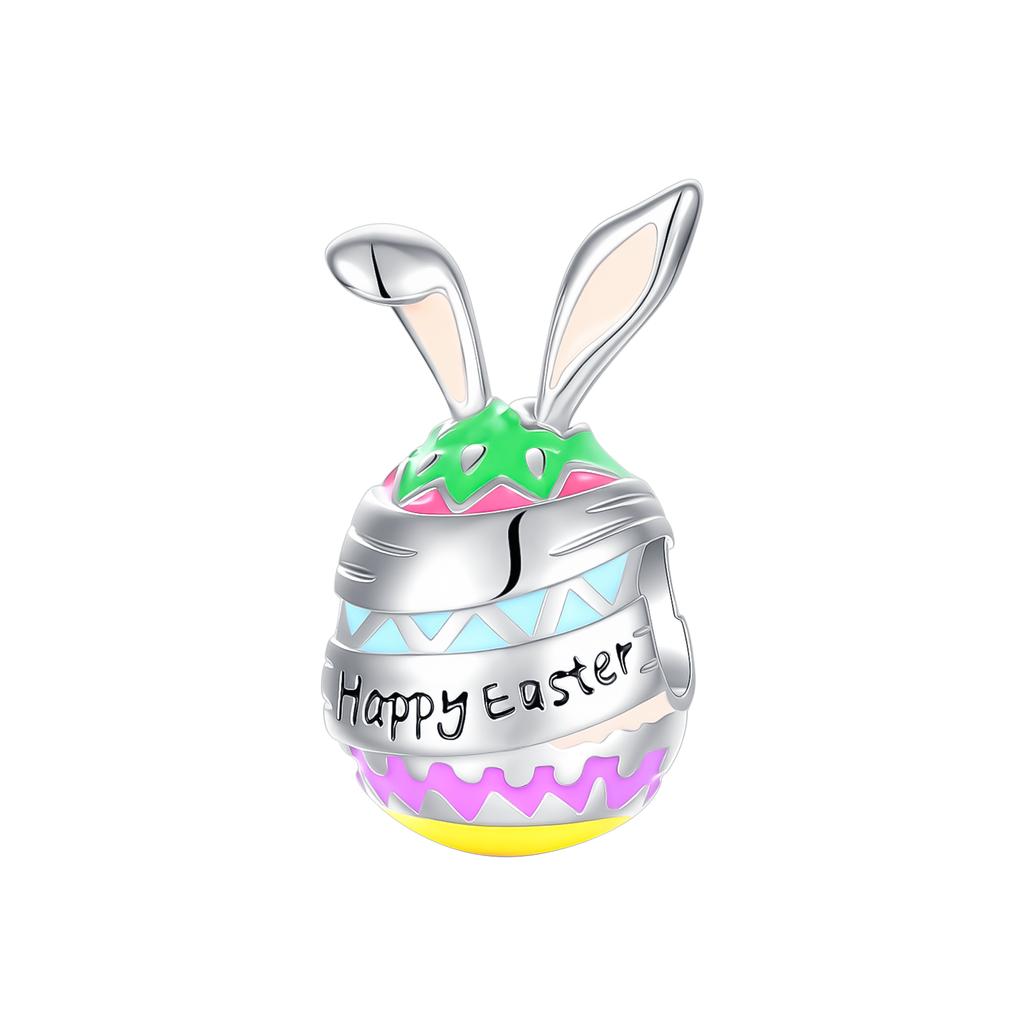 925 Silver The Easter Egg Pendant Can Be Opened Rabbit Charms Bead Fit Original Pan Bracelets Women DIY Fine Jewelry Party Gift