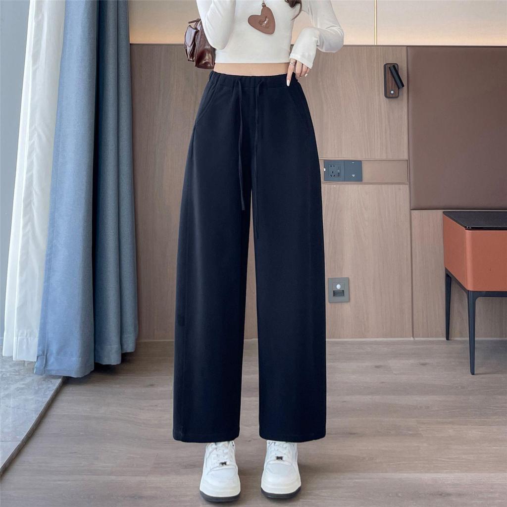 Women's 2025 Loose High-Waist Wide-Leg Velvet Sweatpants