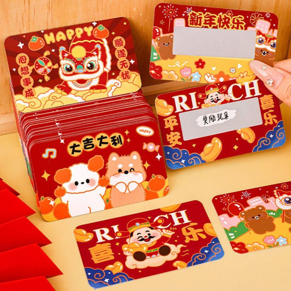 60Pcs Cartoon Scratch-off Cards Anniversary Surprise Lucky Cards Cute Vouchers Tickets Festivals