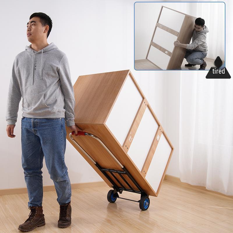 Carrito de Compras Plegable Portátil para Uso Doméstico - Carrito de Equipaje de Acero al Carbono Tirado a Mano para Comestibles