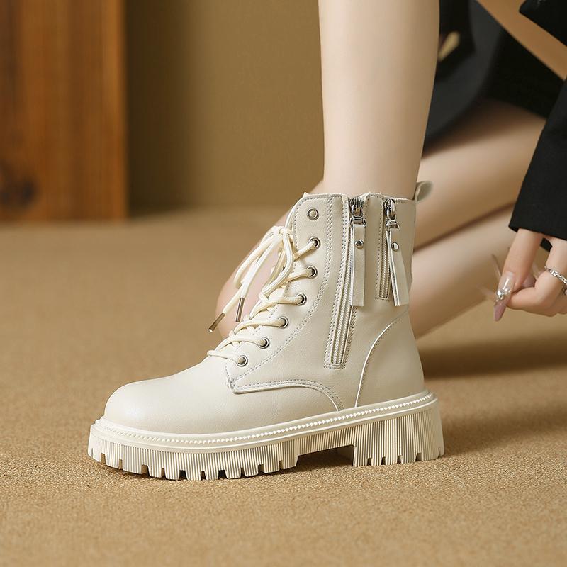 Women’s Winter Boots Casual Short Motorcycle Boots Girl Fashion Street Style Black Warm Ankle Boots with Fur Plus Size