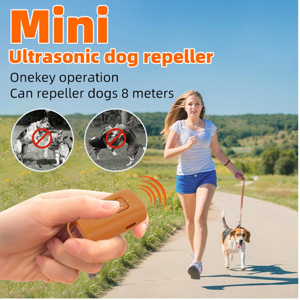 Mini Dog Repellent Portable Ultrasonic Dog Repeller with LED Flashlight USB Rechargeable Anti Barking Device Ultrasonic Deterren