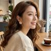 Stainless Steel Flower Earrings Oblate Shape Round Earrings Fashion Opal Earrings  Party