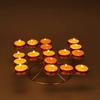 Exquisite Alloy Buddhist Altar Lamp Holder - Seven-Star Butter Candlestick Home Lighting Stand