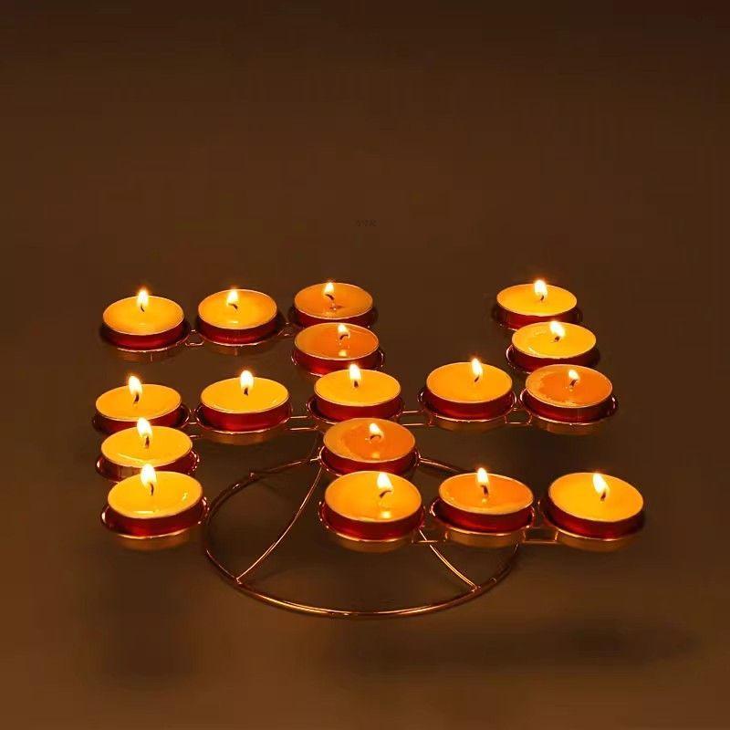 Exquisite Alloy Buddhist Altar Lamp Holder - Seven-Star Butter Candlestick Home Lighting Stand
