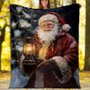 Christmas Santa Claus Theme Printed Blanket - Perfect for Couch, Bed, Travel & Outdoor Use | Machine Washable, Cozy & Durable.