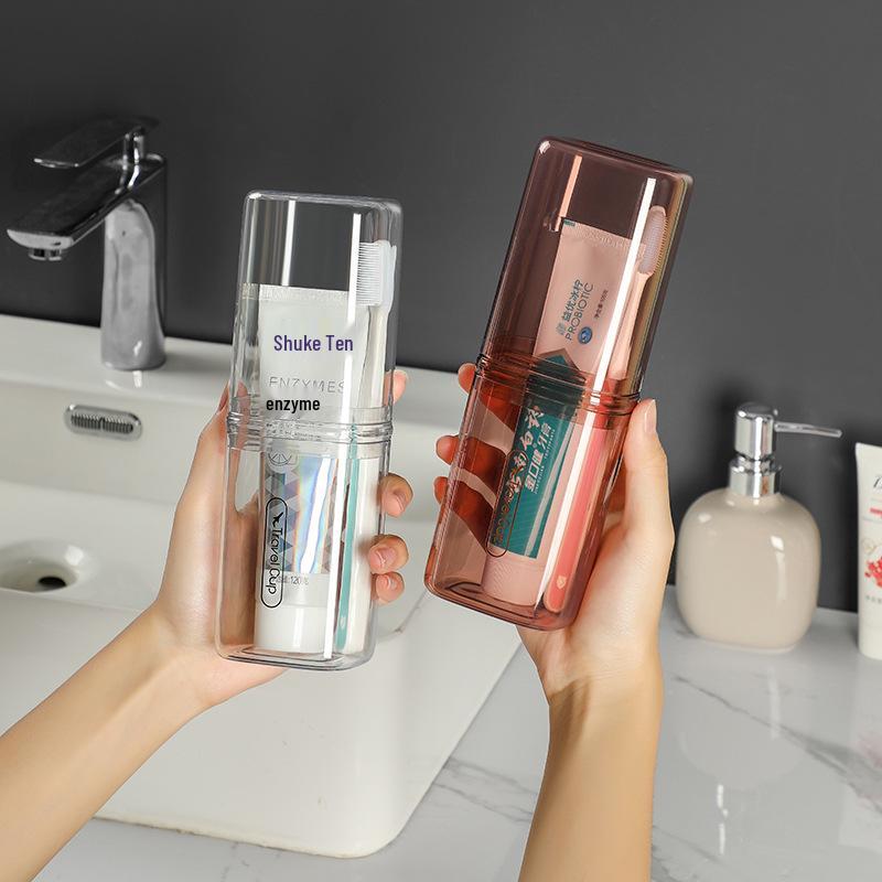 Tragbares Reise-Zahnbürsten- und Mundspülbecher-Set mit Aufbewahrung für elektrische Zahnbürste