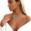 Diamond-encrusted Zircon Flower Water Drop Tassel Double-layer Sweater Chain Cold Wind Fashion Light Luxury Necklace