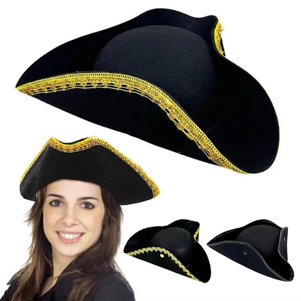 Stage Performance Cosplay Pirate Hat Dress Up Adult Tricorn Hat Captain Hat  Photography Props