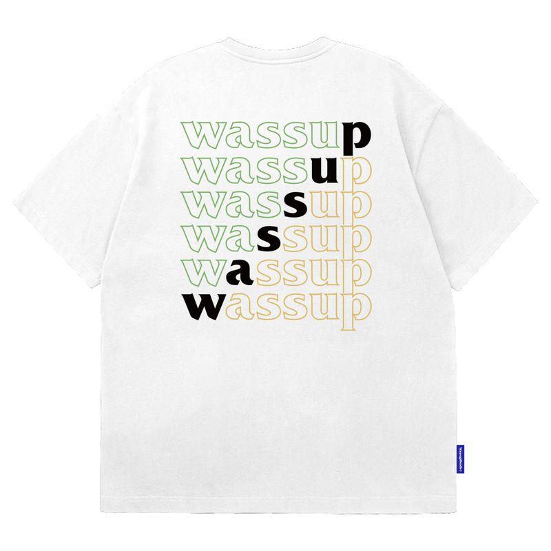 Wassup Heods Short-Sleeve T-Shirt for Men, Trendy Brand, Ins-Style, American Style, Heavyweight Pure Cotton, 2024 New Arrival Clothing