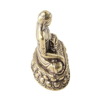 Para Colección Adoración Antigua Fengshui Micro-tallado Budista Amuletos Figurilla de Buda Sentado Decoración de Escritorio Estatua de Sakyamuni