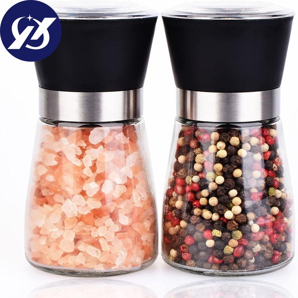 2 Pcs Glass Household Seasoning Bottles 5.32 Inches Pepper Grinding Seasoning Bottle  Kitchen