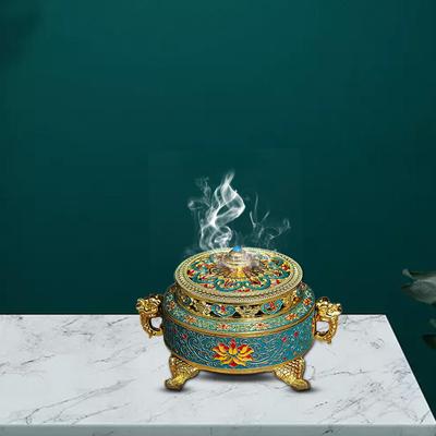 Porte-encens en forme de lotus couleur cuivre, brûle-parfum Feng Shui, plateau à encens pour maison de thé, méditation